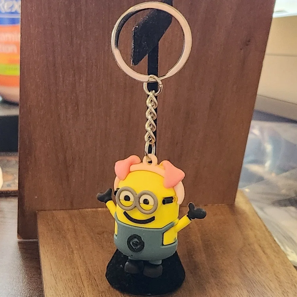 Despicable Me Minion Pig Headband Rubber Keychain 3D Figure Bag Charm Yellow